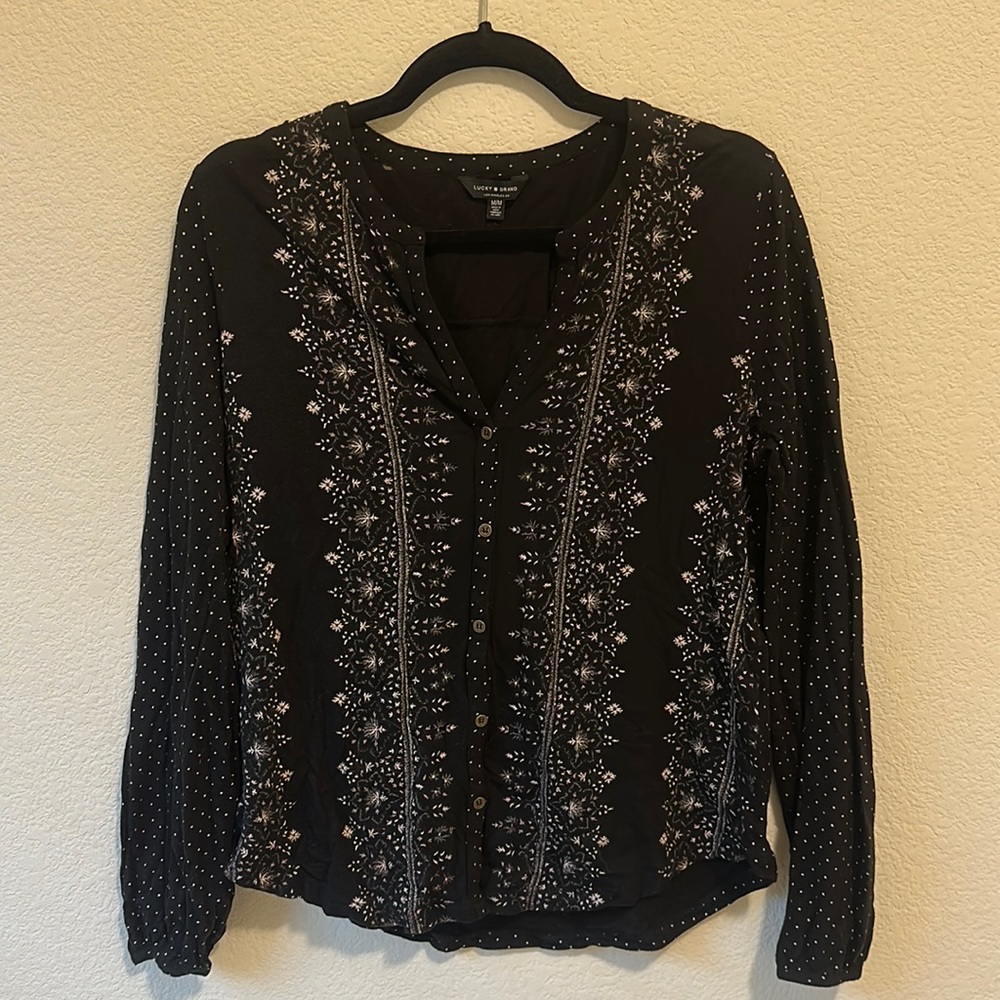 Lucky Brand Button Up Long Sleeve Blouse Size Medium